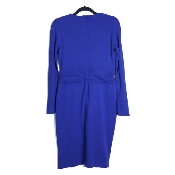 ESCADA Dayna Midi Sheath Dress Cobalt Blue V Neck Long Sleeve Women's 38/US 8 - Picture 2 of 10
